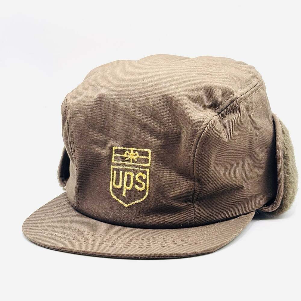 Vintage K-Products UPS United Parcel Service Trapper Flap Cover M Hat Winter